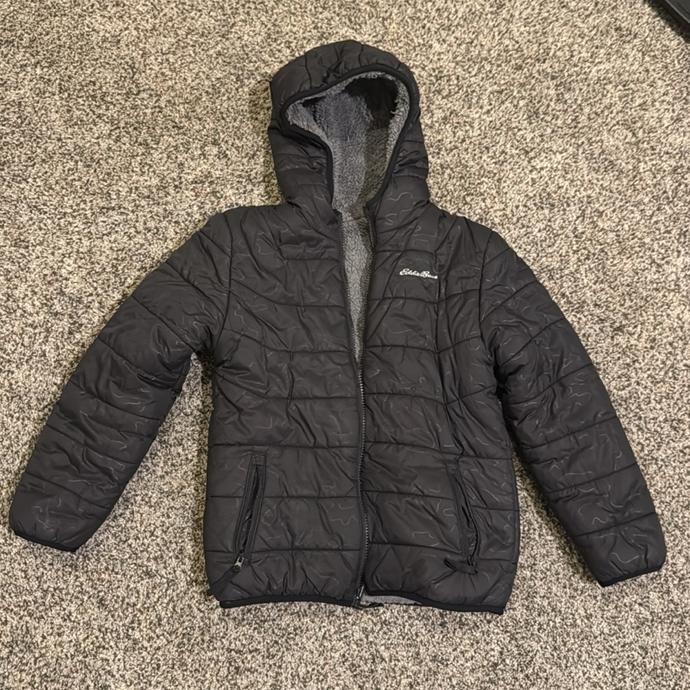 Eddie Bauer reversible Black & Gray Puffer Jacket.